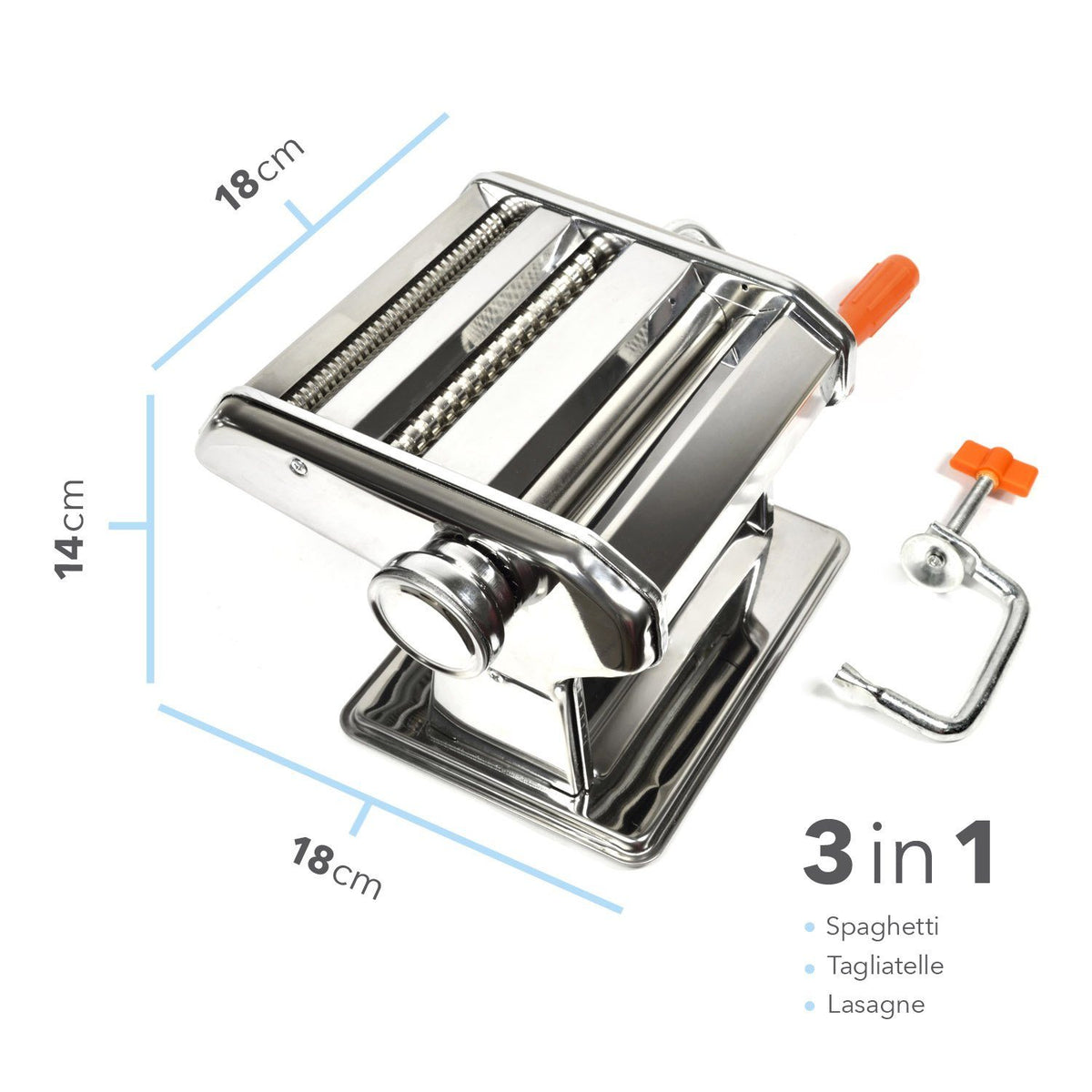 Nudelmaschine Edelstahl - Manuelle Pastamaschine für frische Pasta – Default Title – SKU 89023771 – PT01