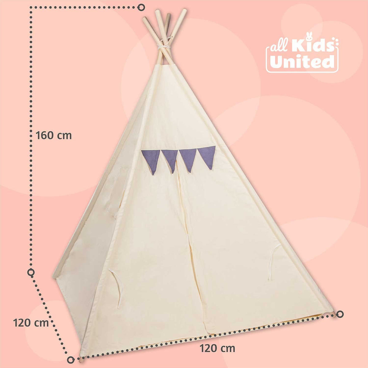 Tipi-Spielzelt für Kinder aus Baumwolle & Leinen - Stabiles Spielhaus #Farbe_Beige