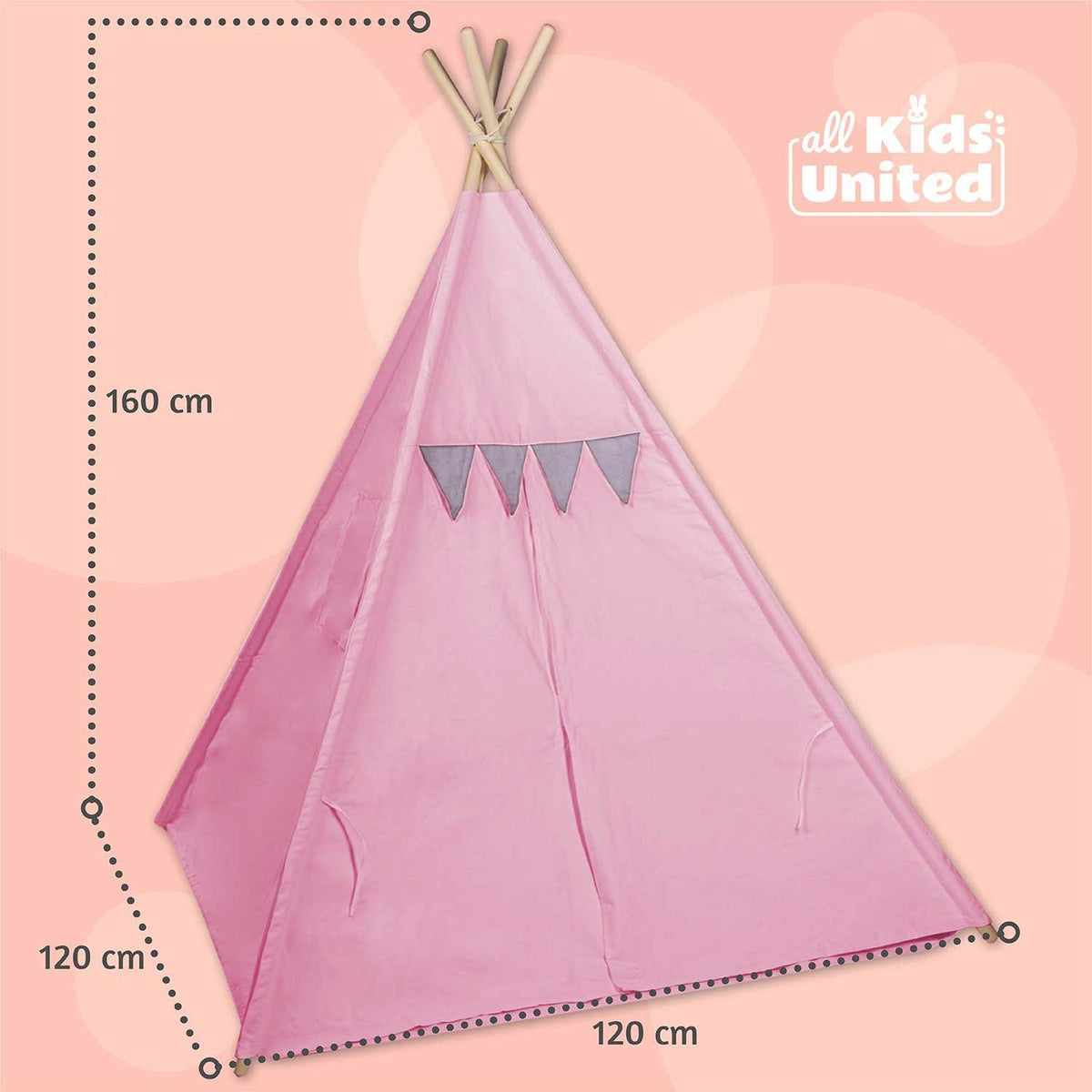 Tipi-Spielzelt für Kinder aus Baumwolle & Leinen - Stabiles Spielhaus #Farbe_Pink