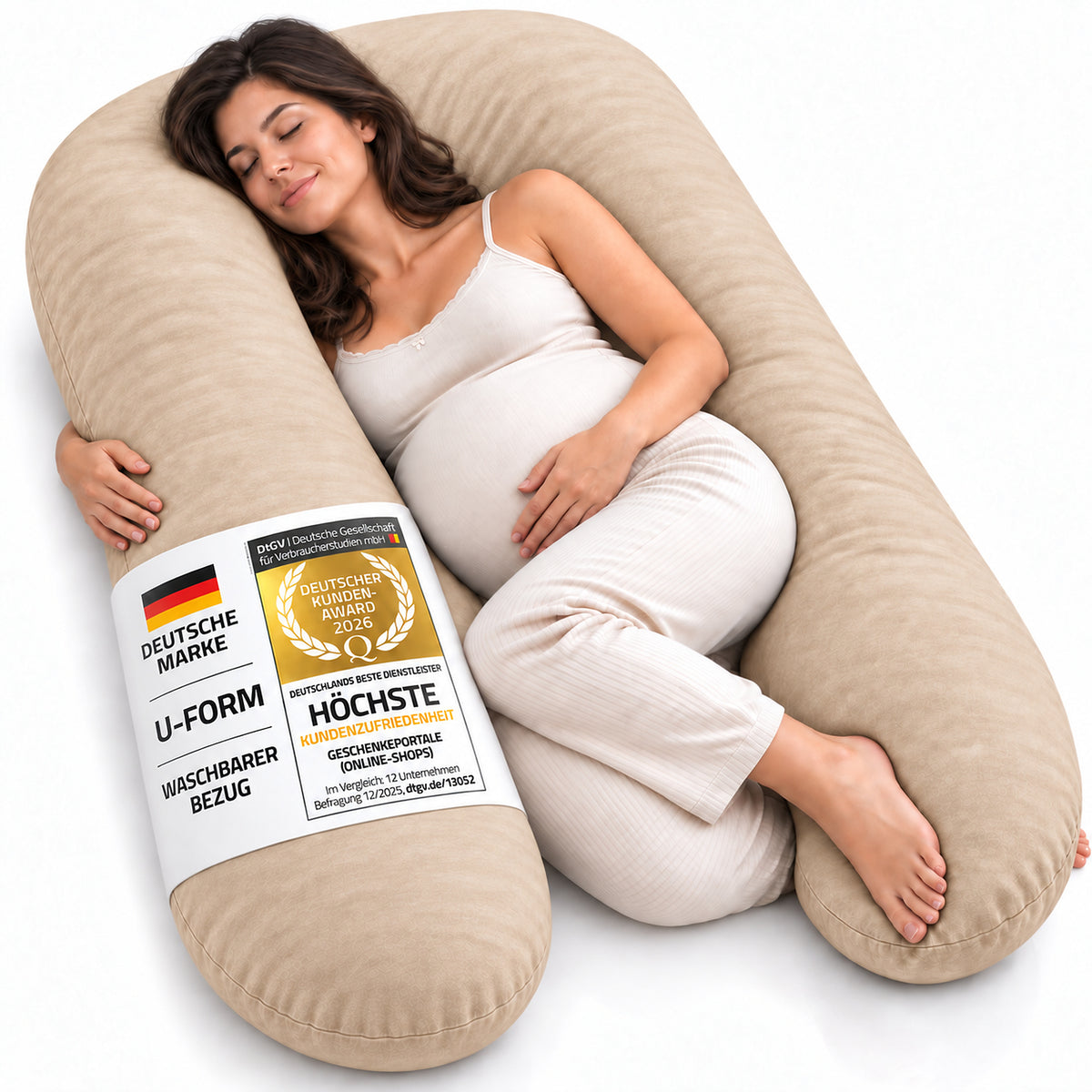 Schwangerschaftskissen Beige 150x80 cm – Hauptbild