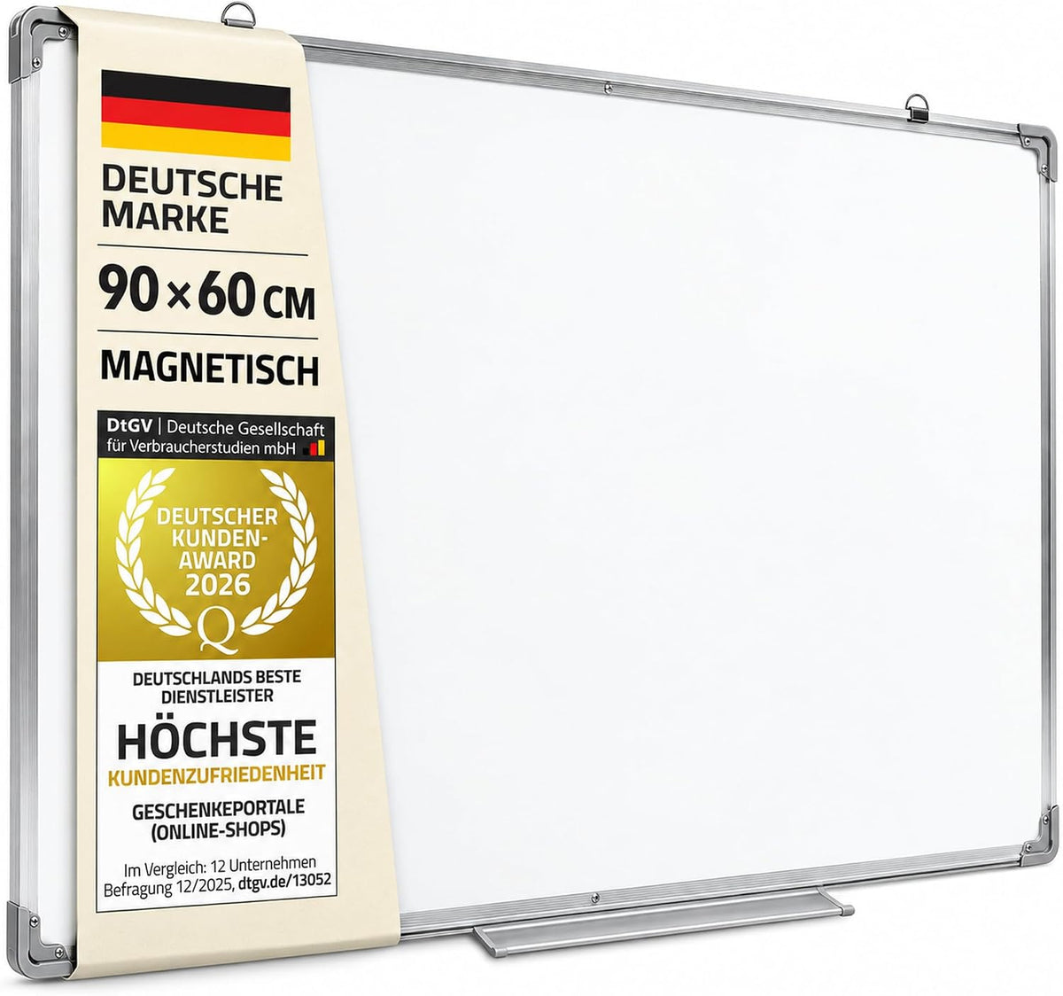 Magnetisches Whiteboard 90x60 cm mit Alurahmen & Ablage #Variante_Classic