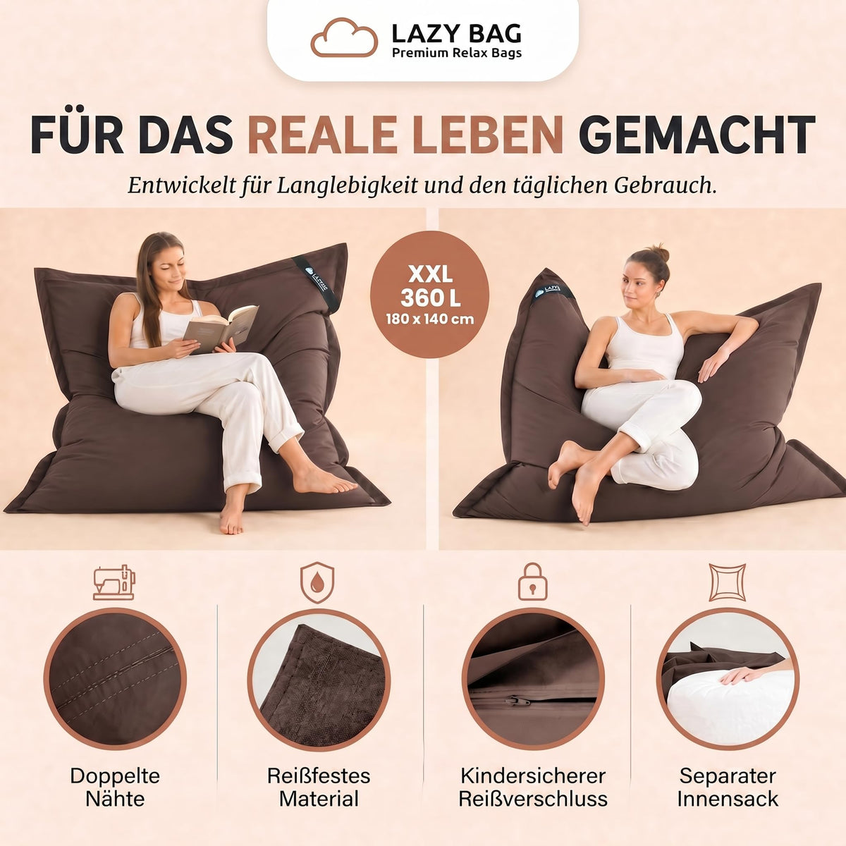 LazyBag Baumwolle Braun – Produktbild 3 #Variante_Braun